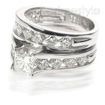 Princess Cut Diamond Bridal Set with 2.50CT Total Weight 