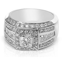 3.35CT Princess and Round Cut Diamonds Engagement Ring
