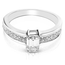 2.30CT Emerald and Princess Cut Diamonds Engagement Ring