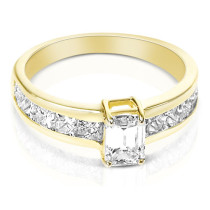 2.30CT Emerald and Princess Cut Diamonds Engagement Ring