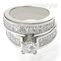 6.00CT Princess Cut Diamond Bridal Set 