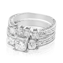 Princess Cut Diamond Bridal Set - 2.10CT Total Weight 