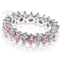 4.00CT Round Cut Diamonds and Pink Sapphires Eternity Band