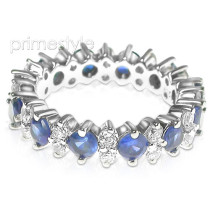 4.00CT Round Cut Diamonds and Sapphires Eternity Band