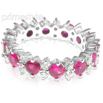 4.00CT Round Cut Diamonds and Rubies Eternity Band