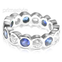 3.20CT Round Cut Diamonds and Sapphires Eternity Band