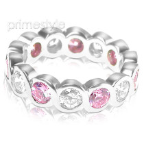 3.20CT Round Cut Diamonds and Pink Sapphires Eternity Band