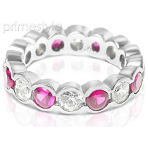 4.10CT Round Cut Diamonds and Rubies Eternity Band