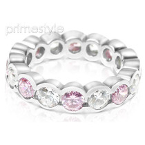 4.10CT Round Cut Diamonds and Pink Sapphires Eternity Band