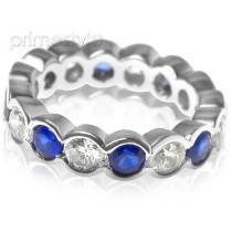 4.10CT Round Cut Diamonds and Sapphires Eternity Band
