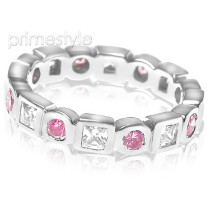 1.65CT Round and Princess Cut Diamonds and Pink Sapphires Eterni