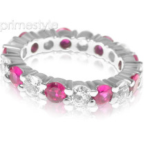 4.10CT Round Cut Diamonds and Rubies Eternity Band