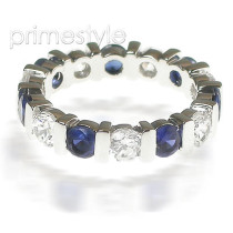 3.20CT Round Cut Diamonds and Sapphires Eternity Band