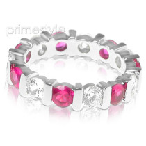 3.20CT Round Cut Diamonds and Rubies Eternity Band