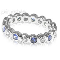 1.55CT Round Cut Diamonds and Sapphires Eternity Band