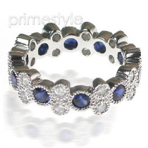1.90CT Round Cut Diamonds and Sapphires Eternity Band