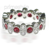 1.90CT Round Cut Diamonds and Rubies Eternity Band