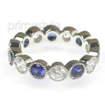 3.20CT Round Cut Diamonds and Sapphires Eternity Band