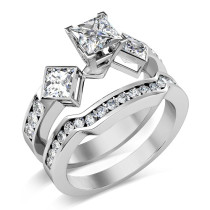 2.00CT princess and round Cut Diamond Bridal Set