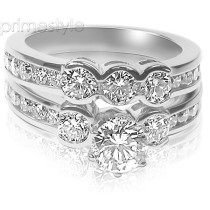 2.30CT Round Cut Diamonds Engagement Ring and Wedding Band 