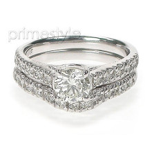 1.55CT princess and round Diamond Bridal Set
