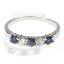 1.00CT Round Cut Diamond and Sapphires Wedding Band