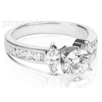 1.20CT Round and Marquise Cut Diamonds Engagement Ring