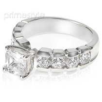 2.05CT Princess and Round Cut Diamonds Engagement Ring