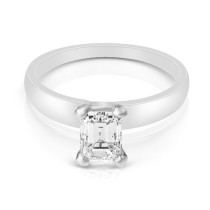 14KT White Gold Emerald Cut Solitaire Ring