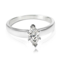 14KT White Gold Marquise Cut Solitaire Ring