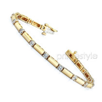 14KT Yellow Gold/1.50CT Round Cut Diamonds Tennis Bracelet
