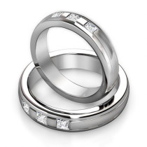 0.65CT Princess Cut Diamonds Wedding Set In 14KT White Gold