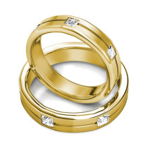 1.20CT Diamond Princess Cut Wedding Set and 14KT Yellow Gold