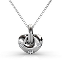 Round Cut Diamonds Set In 14KT White Gold - 0.35CT Heart Pendant