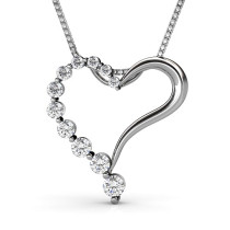 0.30CT Round Cut 14KT White Gold Diamond Heart Pendant