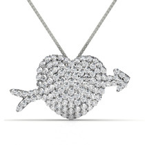 2.20CT Round Cut Diamonds In 14KT White Gold Heart Pendant