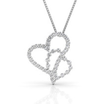 Heart Pendant with 0.90CT Round Cut Diamonds within 14KT White Gold