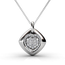 Diamond Heart Pendant with 0.90CT Round Cut Diamonds and 14KT White Gold