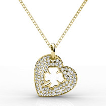 0.40CT Heart Pendant Round Cut Diamonds within 14KT Yellow Gold