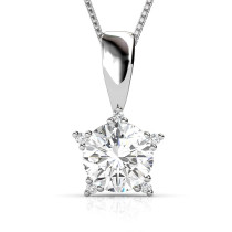 14KT White Gold 0.35CT Round Cut Diamond Pendant (I-J Color and VS2-SI1 Clarity)