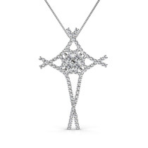 1.00CT Round Cut Diamonds In 14KT White Gold Christian Religious Pendant (I-J Color and VS2-SI1 Clarity)