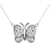I-J Color and VS2-SI1 Clarity 0.70CT Round Cut 14KT White Gold Diamonds Pendant