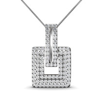 1.50CT (I-J Color and VS2-SI1 Clarity) Diamond Cut 14KT White Gold Diamond Pendant
