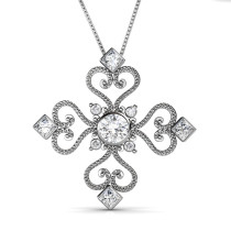 0.70CT Round Cut Diamonds with 14KT White Gold Heart Pendant (I-J Color and VS2-SI1 Clarity)