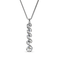 14KT White Gold with I-J Color and VS2-SI1 Clarity 0.65CT Round Cut Diamond Pendant