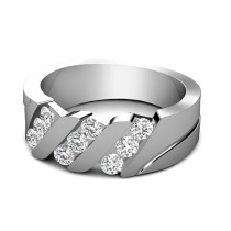 0.85CT Round Cut Diamonds Men's Wedding Band