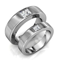 0.85CT Diamond Princess Cut Wedding Set