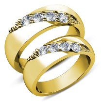 14KT Yellow Gold 0.45CT Round Diamonds Cut Wedding Set