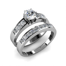 Round and Princess Cut Diamonds - 1.80CT Bridal Set 