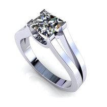 1.00CT princess cut diamonds solitaire ring